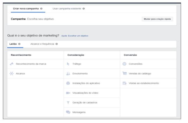 Nova campanha criar nova campanha